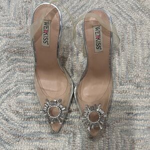 Kiss Silver Heels with Crystal Accents